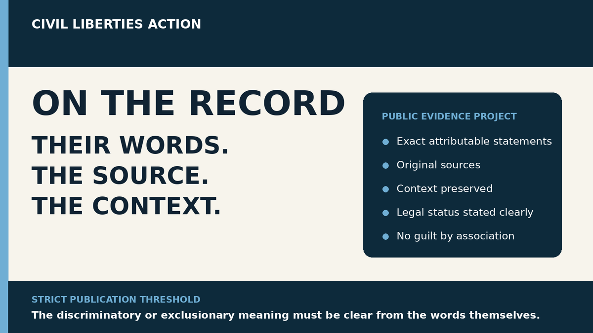Civil Liberties Action On the Record public evidence project cover