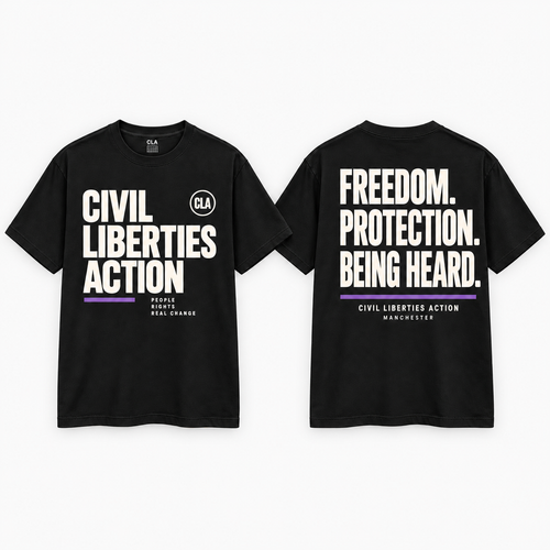 CLA Core black T-shirt, front and back on a clean background