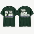 Civil Liberties Action On The Record T-shirt, front and back